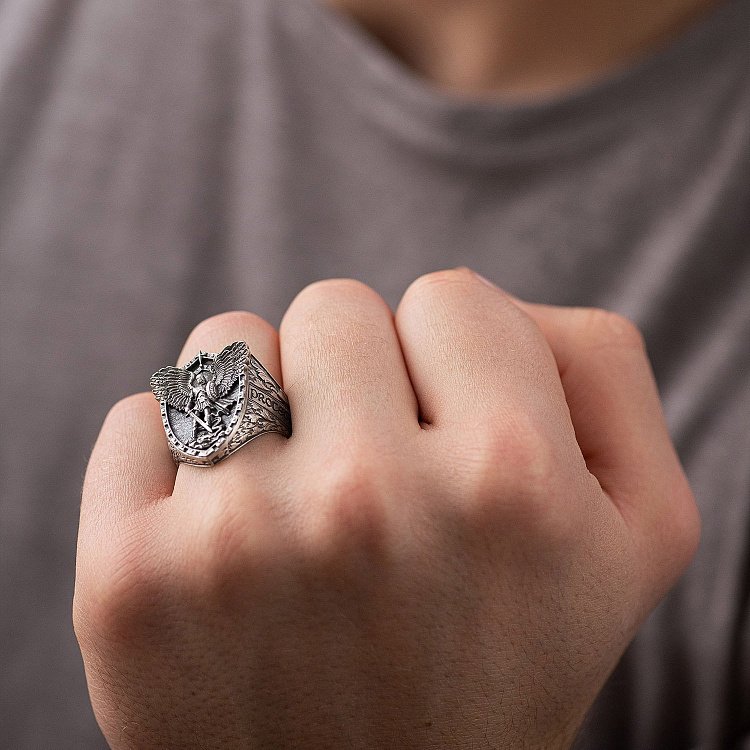 Срібна каблучка "Архангел Михайло" 1143 від ювелірного магазину Онікс - 5