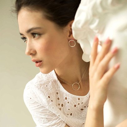 Серебряное колье "Большой круговорот" (2.5 см) 181044 №9