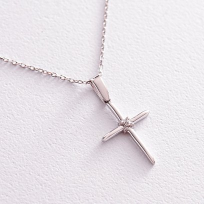 Золоте кольє "Хрестик" з фіанітами кол02192 №4