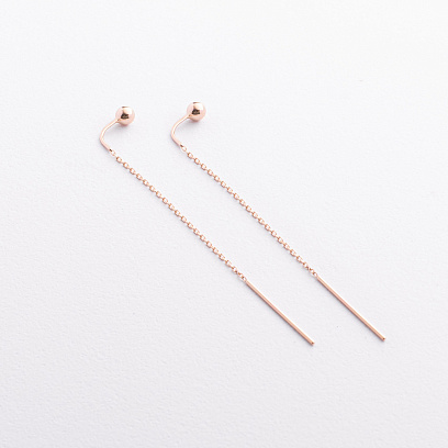 Золотые серьги - протяжки "Шарики" с09652