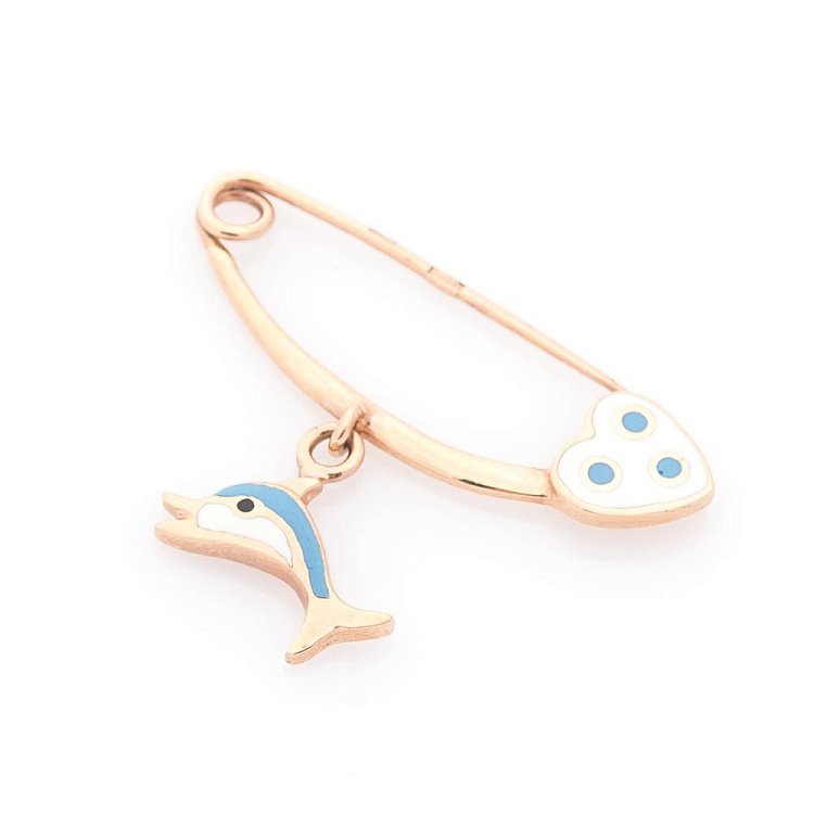 Золота дитяча булавка "Дельфінчик" з емаллю зак00093дг від ювелірного магазину Онікс