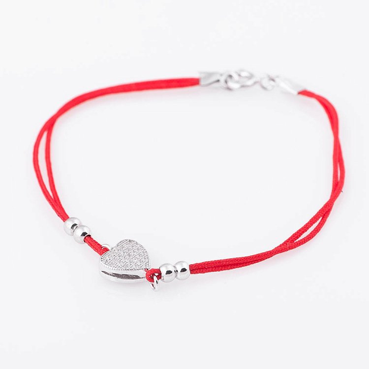 Браслет с красной нитью и сердечком 141162 от ювелирного магазина Оникс