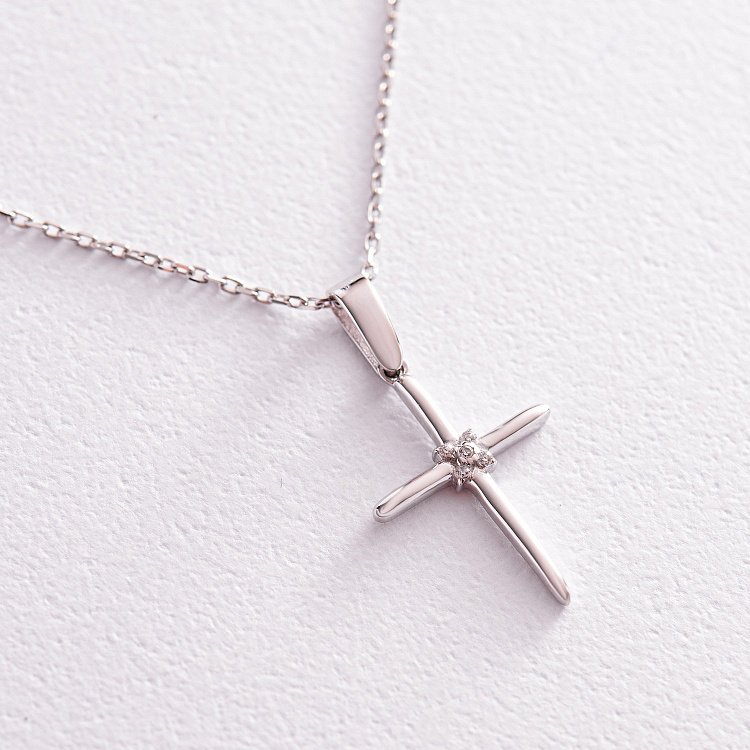 Золоте кольє "Хрестик" з фіанітами кол02192 від ювелірного магазину Онікс - 3