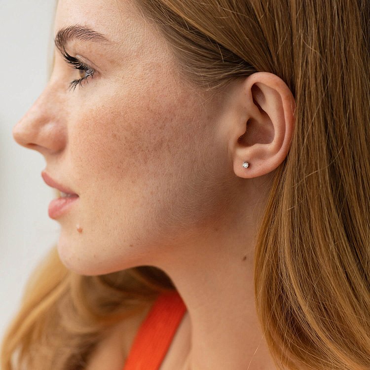 Золоті сережки - пусети 2 в 1 з діамантами 332011121 від ювелірного магазину Онікс - 6