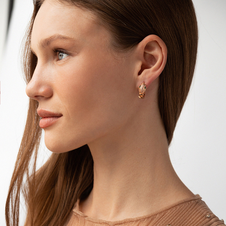 Сережки "Змії" у червоному золоті (фіаніти) с09199 від ювелірного магазину Онікс - 4