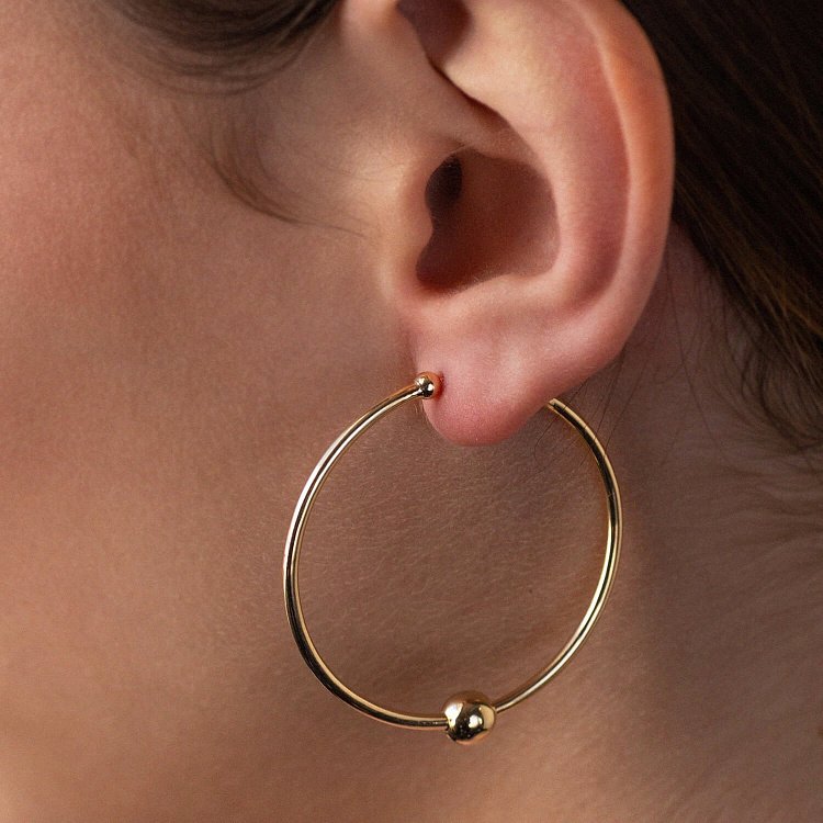 Серьги - кольца Гармония в желтом золоте с06691 от ювелирного магазина Оникс - 4