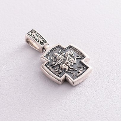 Серебряный крестик Архангел Михаил 131191 №4