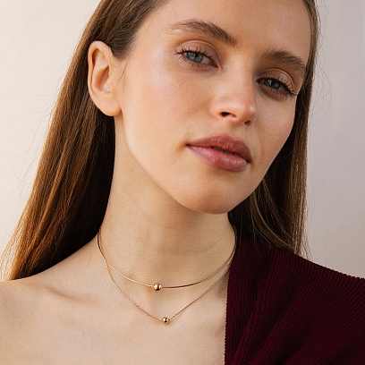 Колье - чокер "Ashley" (красное золото) с шариками кол02650 №6