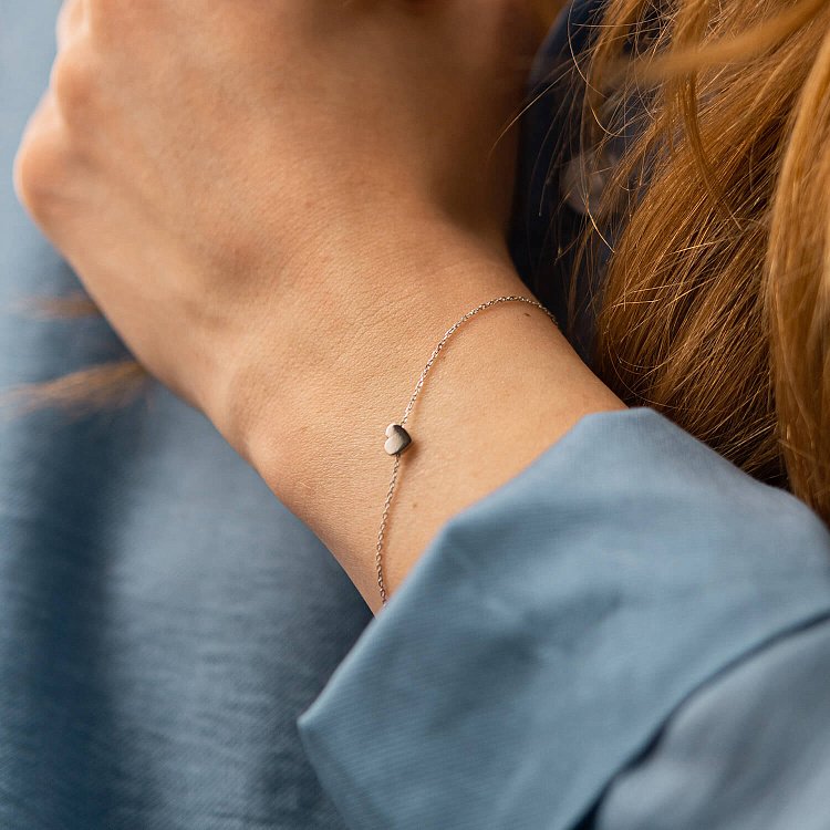 Браслет "Сердечко" в белом золоте б05186 от ювелирного магазина Оникс - 5