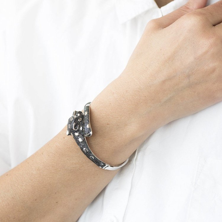 Золотий браслет "Пантера" (фіаніти) б03932 від ювелірного магазину Онікс - 3