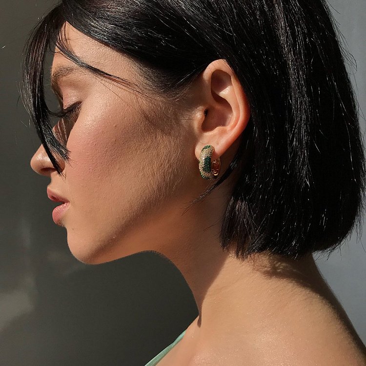 Золотые серьги "Мозаика" с фианитами с05867 от ювелирного магазина Оникс - 3