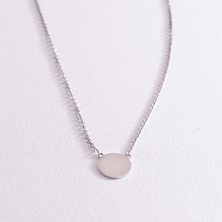 Кольє "Монетка" в білому золоті (можливе гравіювання) кол02042 від ювелірного магазину Онікс - 2