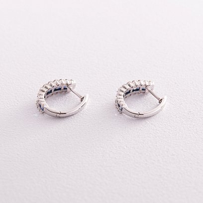 Золотые серьги с бриллиантами и сапфирами сб0400mi №3