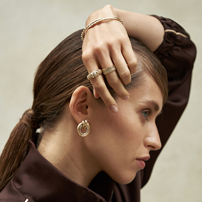 Золотые серьги "Кольца" с06100 №12