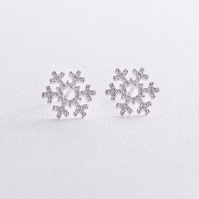 Золоті сережки - пусети "Сніжинки" з діамантами 311931121