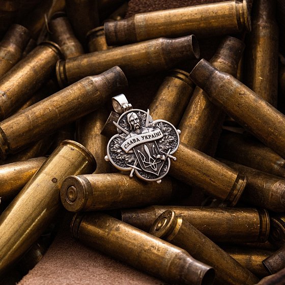 Срібний кулон "Український козак. Боріться-поборете, Вам Бог помагає" 133137 №2