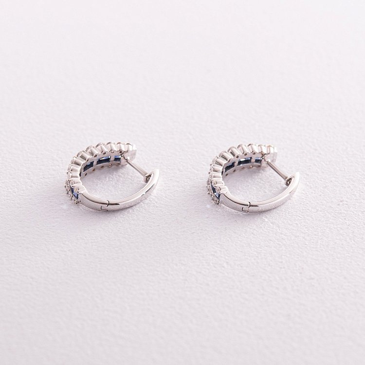 Золотые серьги с бриллиантами и сапфирами сб0400mi от ювелирного магазина Оникс - 2