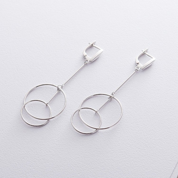 Серебряные серьги "Круги" (родий) 122562 от ювелирного магазина Оникс - 1