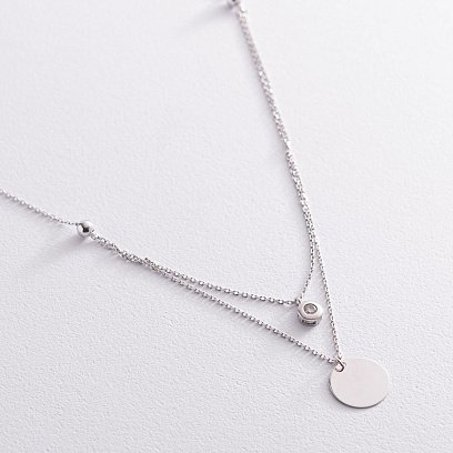 Подвійне золоте кольє з монеткою і фіанітом кол01588 №2