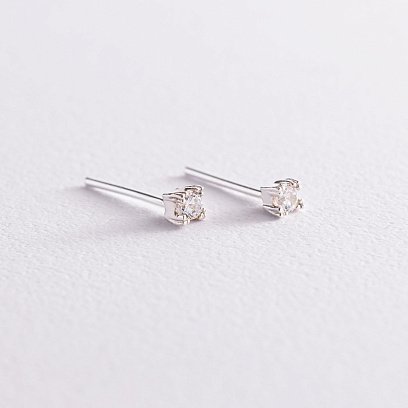 Серебряные серьги - пусеты с фианитами 12985