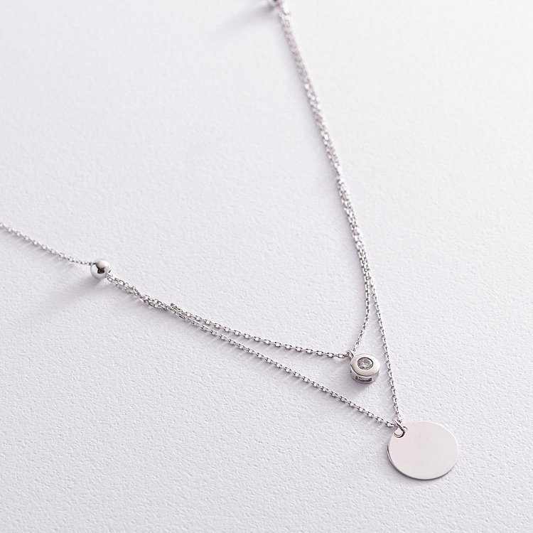 Подвійне золоте кольє з монеткою і фіанітом кол01588 від ювелірного магазину Онікс - 3