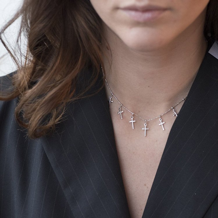 Срібне кольє з хрестиками 18614 від ювелірного магазину Онікс - 6