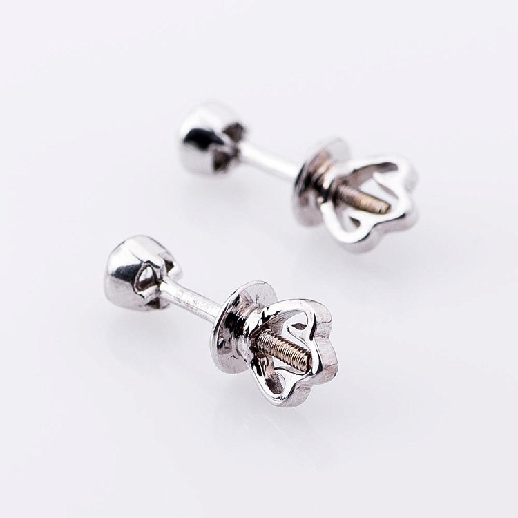 Золотые серьги-гвоздики с бриллиантами е0689б от ювелирного магазина Оникс - 2