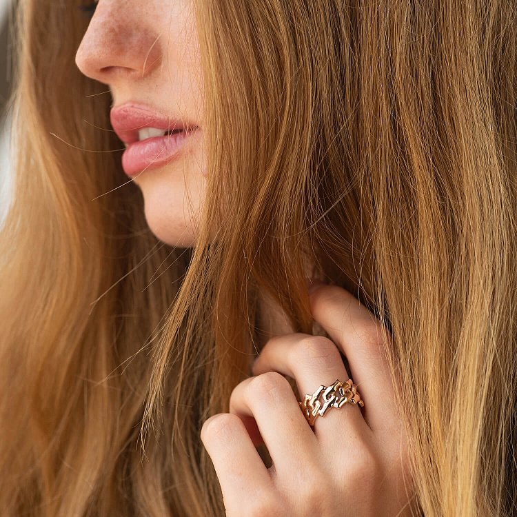 Широкое золотое кольцо "Catalina" к08167 от ювелирного магазина Оникс - 1