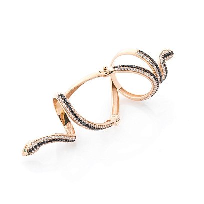 Золота каблучка на фалангу "Змія" з фіанітами к05253 №2