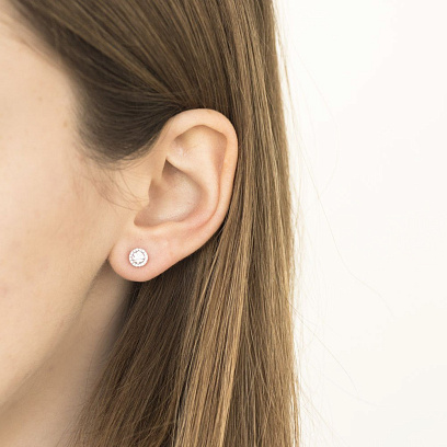 Золотые серьги-пусеты с бриллиантами сб0234ri №4