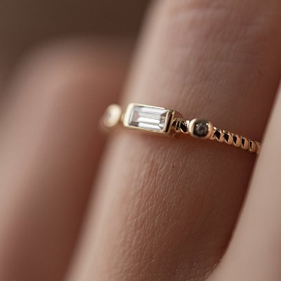 Кольцо "Кайла" в желтом золоте (фианиты) к07399 №6