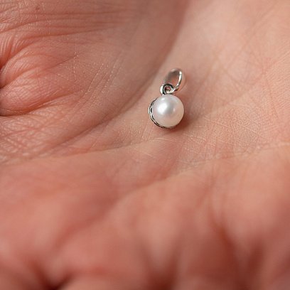 Кулон с жемчужиной в белом золоте п03779 №4