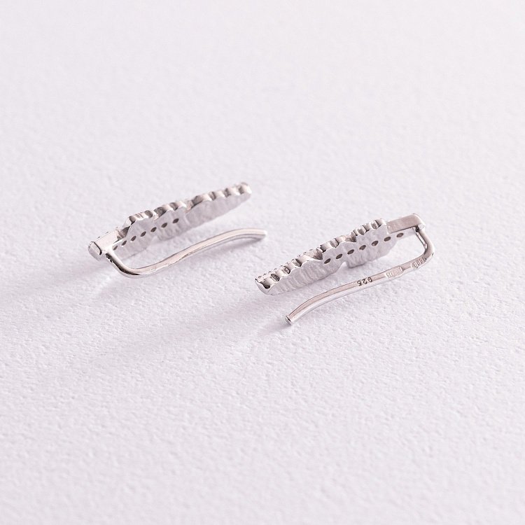 Сережки - клаймбери у сріблі (фіаніти) 123143 від ювелірного магазину Онікс - 2