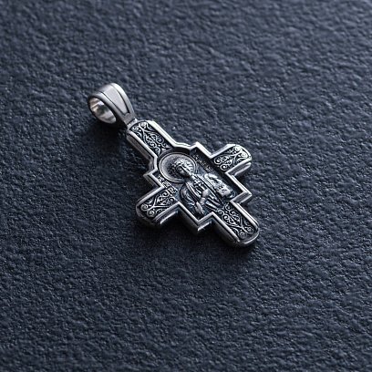 Серебряный православный крестик " Господь Вседержитель. Великомученик Пантелеимон Целитель" 131922 №3