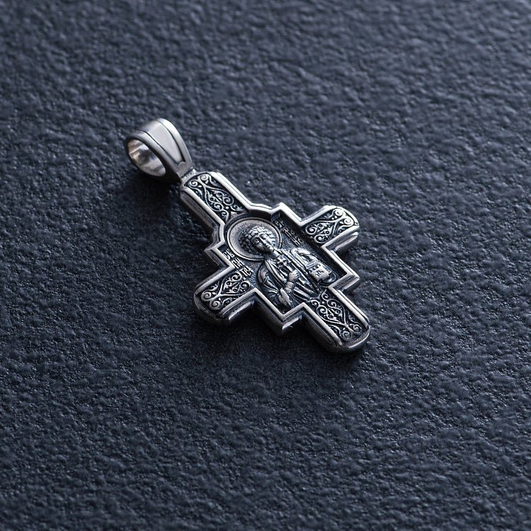 Серебряный православный крестик " Господь Вседержитель. Великомученик Пантелеимон Целитель" 131922 от ювелирного магазина Оникс - 2