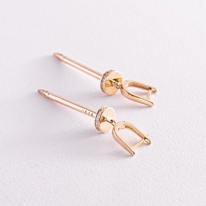 Серьги "Гвоздь" в желтом золоте (фианиты) с07868 №3