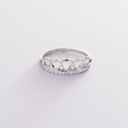 Золотое кольцо "Корона из сердец" (фианит) к06272