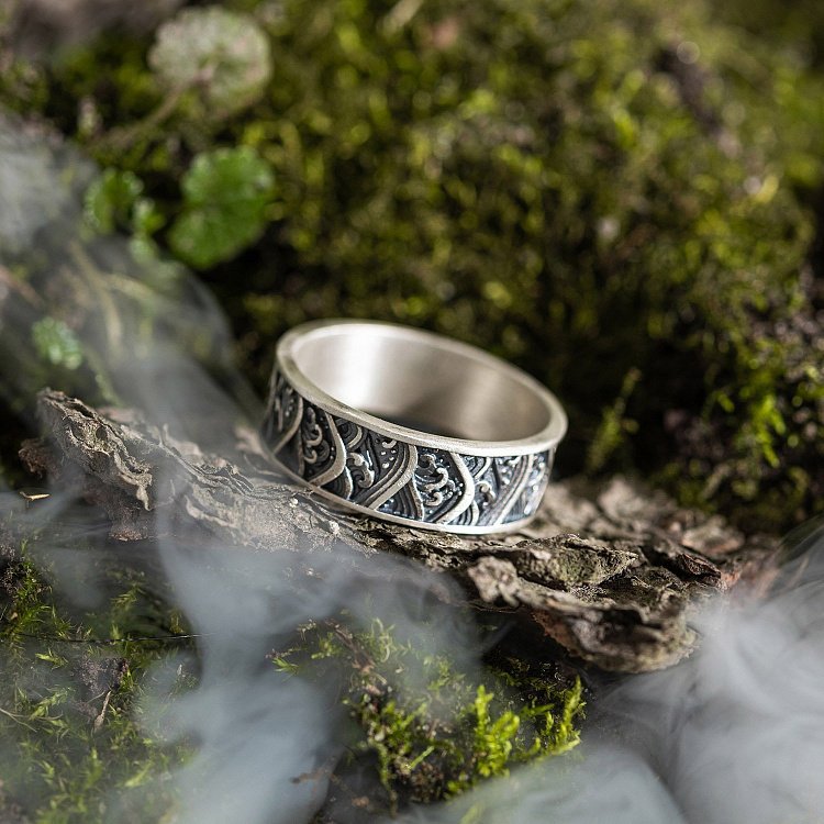 Серебряное кольцо "Японские волны" 7019 от ювелирного магазина Оникс - 12