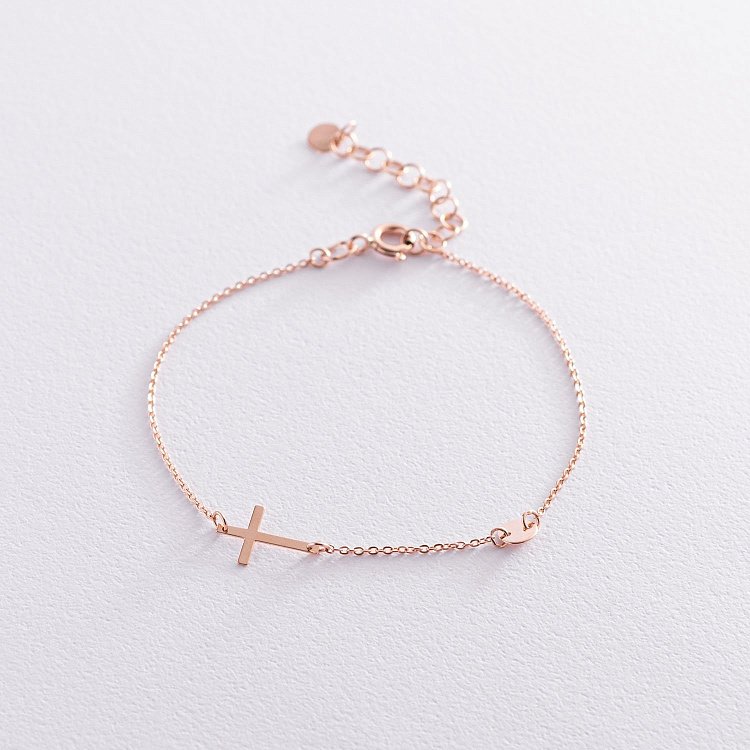 Золотий браслет з хрестиком 820154 від ювелірного магазину Онікс