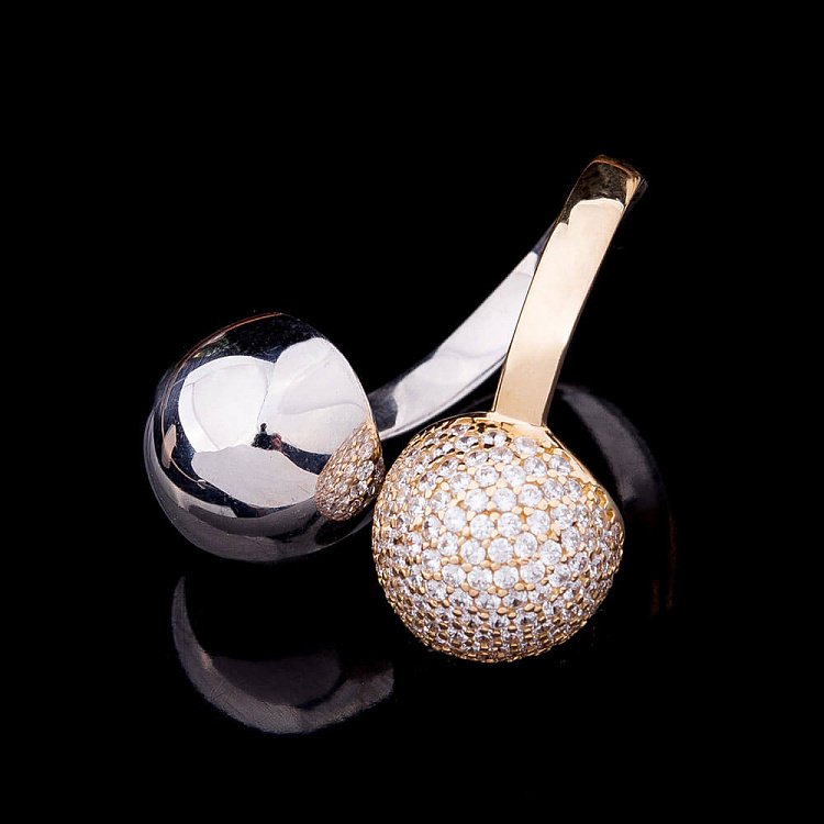 Золота каблучка "Кульки" к01018ж від ювелірного магазину Онікс - 2