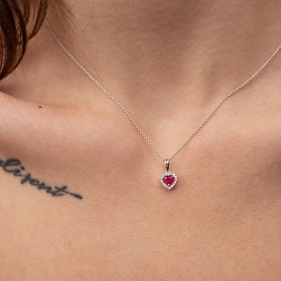 Золотое колье "Сердечко" с бриллиантами и рубином колб0096di №7