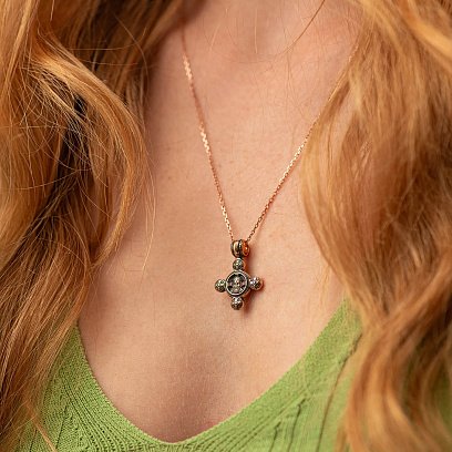 Золотий хрестик "Спас Нерукотворний. Ангел Хранитель" п02646 №2