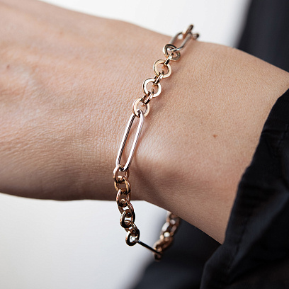 Браслет "Ланцюжок" у червоному та білому золоті б05637 №4