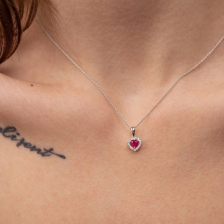 Золотое колье "Сердечко" с бриллиантами и рубином колб0096di от ювелирного магазина Оникс - 6