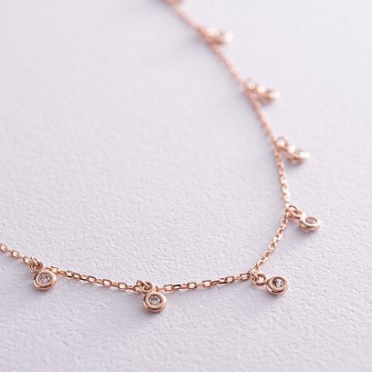 Золотое колье с фианитами кол01243