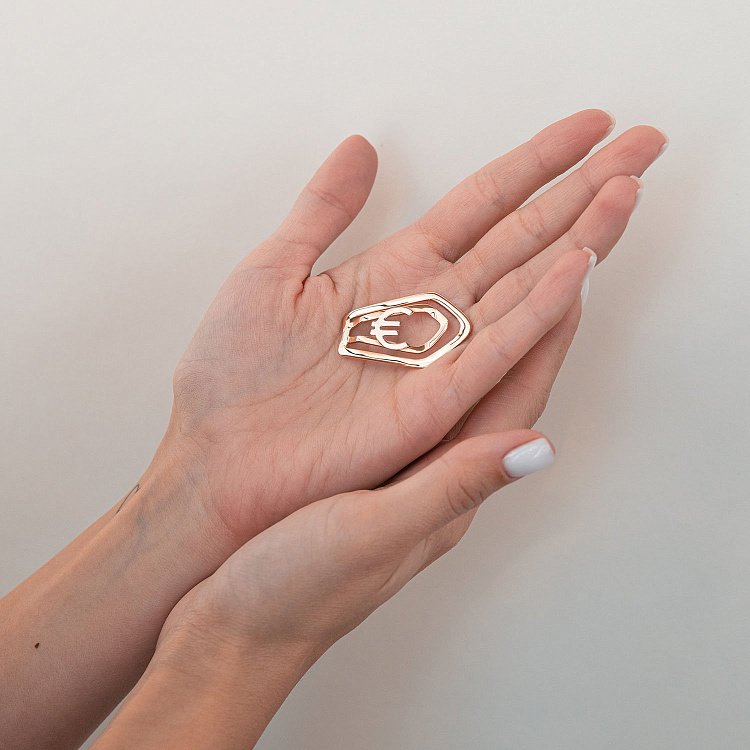 Золотой зажим для денег "Евро" заж00062 от ювелирного магазина Оникс - 1