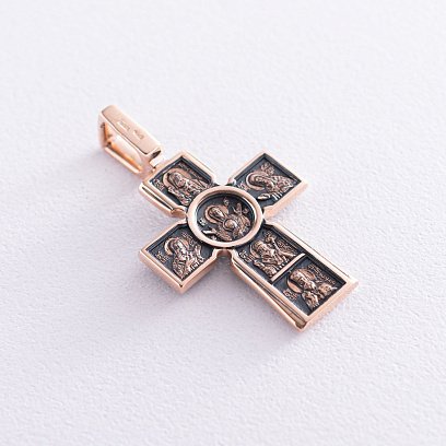 Православний хрест "Розп'яття. Божа Матір "Втілення". П'ять святителів" (чорніння) п01749 №3
