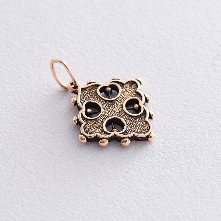 Золотой крестик с чернением п01854 от ювелирного магазина Оникс - 1