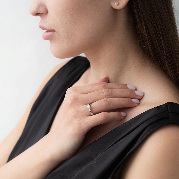 Золотое кольцо с бриллиантом кб0332lg от ювелирного магазина Оникс - 3