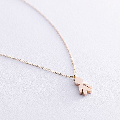 Колье "Мальчик" в желтом золоте (фианит) кол02198